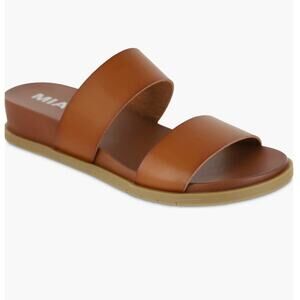 MIA Double Band Slide Sandals in Cognac
